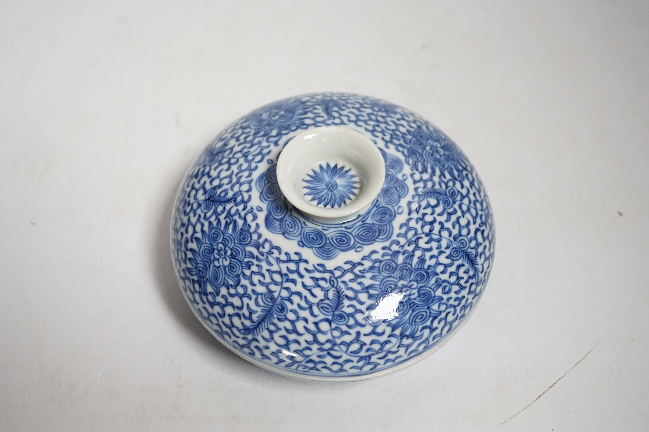A 19th century Chinese blue and white segmented bowl and cover